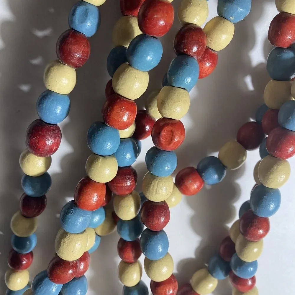 Vintage wood bead garland christmas boho New Old Stock Two Packs Read Desc VTG